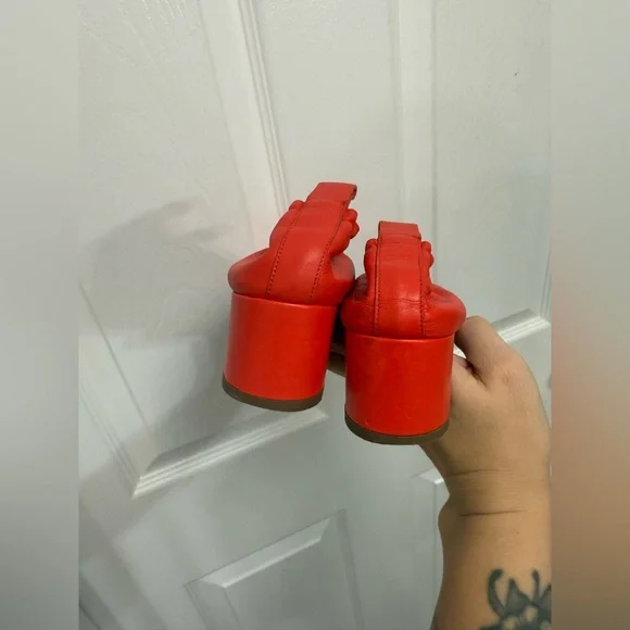 Everlane  Women's Red Orange The Day Heel Italian Leather Size 5 - Picture 3 of 8